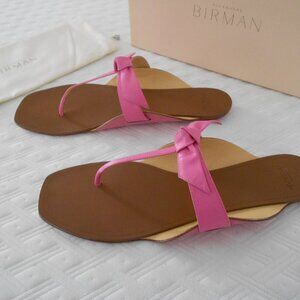 Pink Leather Flip Flops
